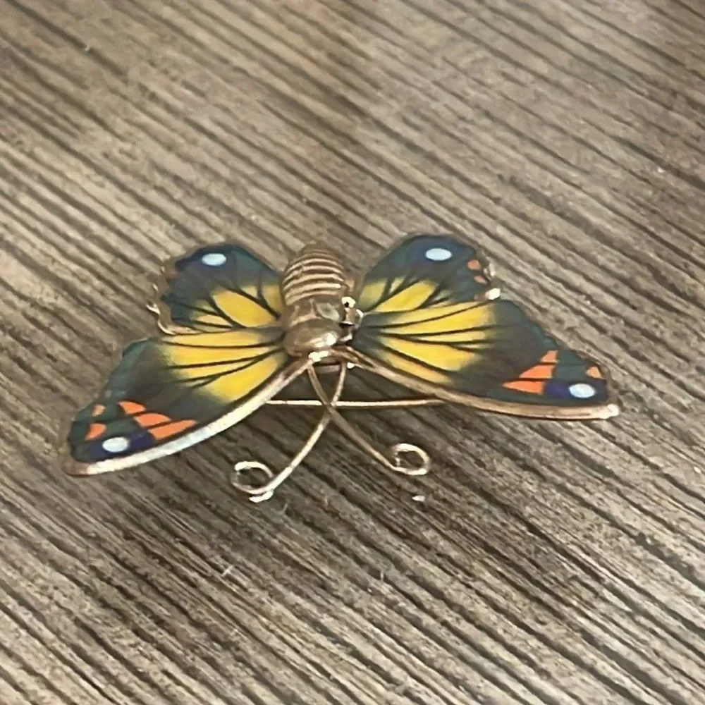 Vintage Colorful Butterfly Pin Resin Wings